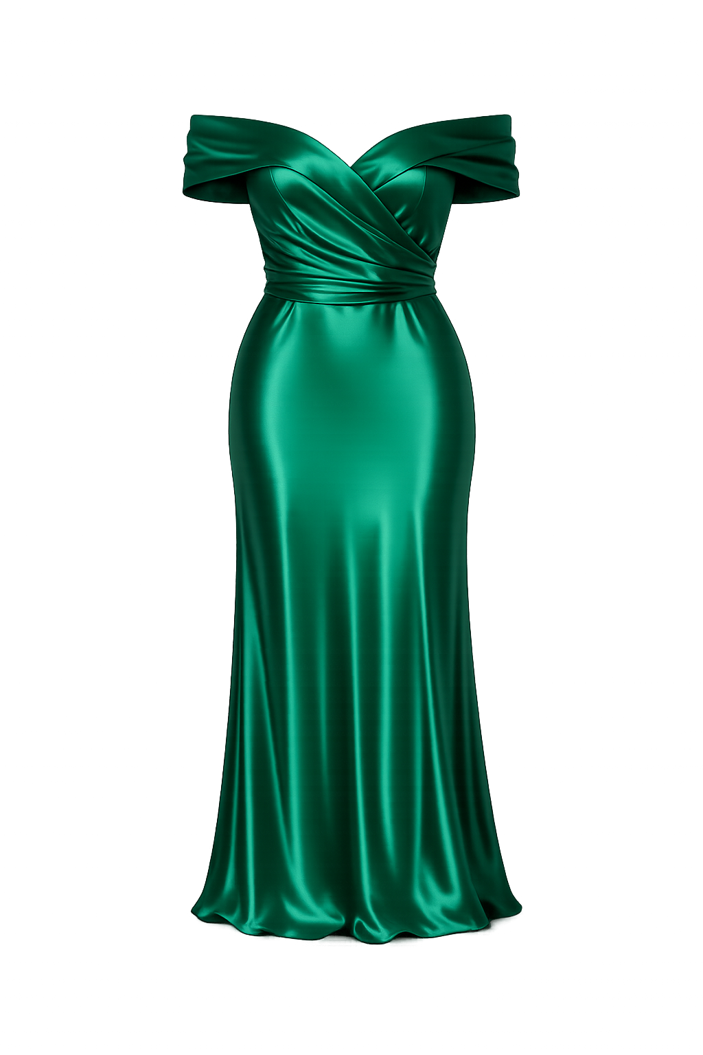 Green off-shoulder maxi dress