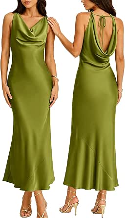 RIHOAS cowl-neck satin sleeveless maxi dress